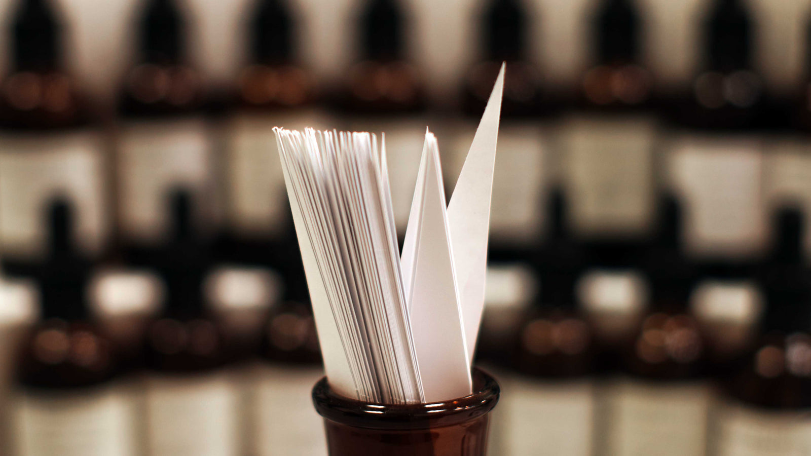 Stock Fragrance VIP Program - Custom Fragrance Design with Brown Glass Bottle and Formulation Papers