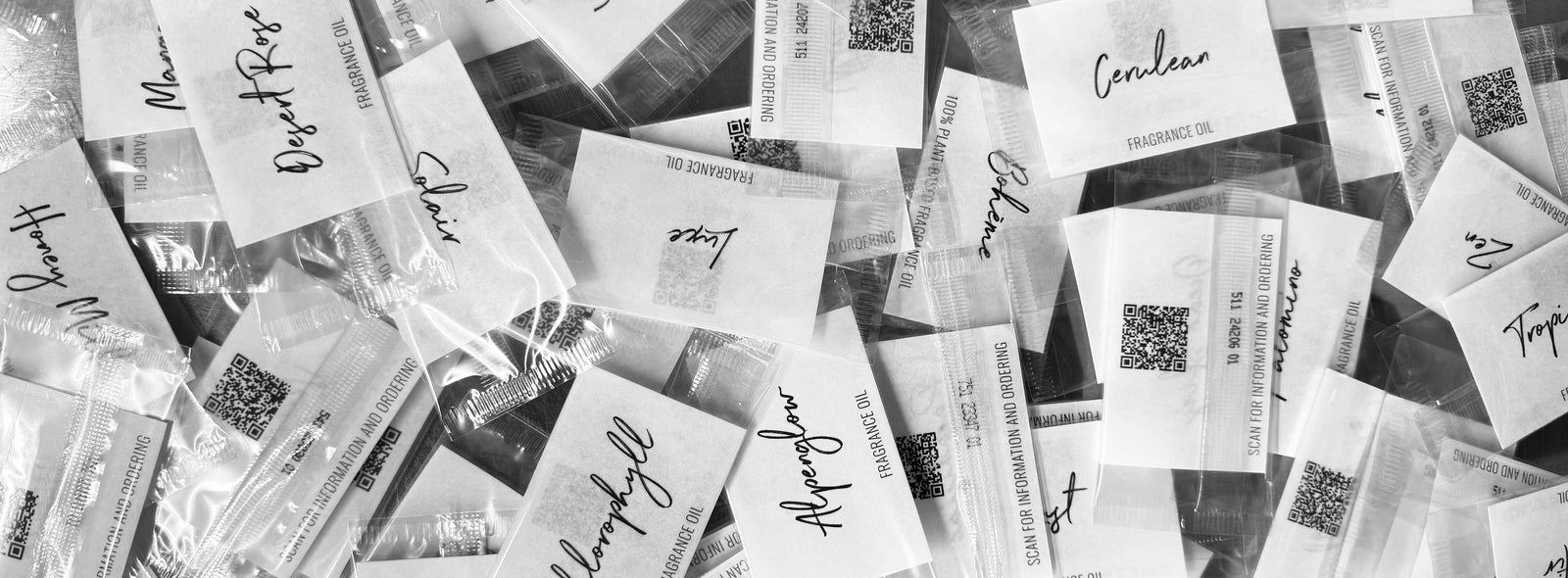 Stock Fragrance Discovery Set - Wide Angle of Scented Sample Cards