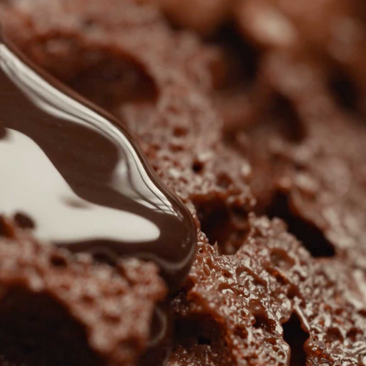close up of moist chocolate cake with dripping chocolate sauce; https://cdn.shopify.com/videos/c/o/v/80b2b0bb533949c384553a49073c6b34.mp4